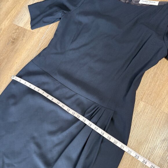 vintage Carolina Herrera navy dark blue wool dress size L 12 40" chest sheath - Picture 9 of 10